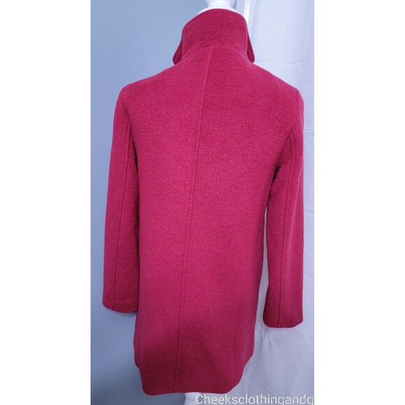 LOFT Ann Taylor "Cherry Jam" Wooly Funnel Neck Moto Zip Soft Coat size XS - Picture 5 of 8